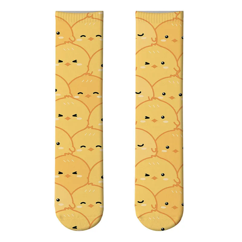 3D cute cat print socks cute stockings cartoon pattern trend double-sided print socks