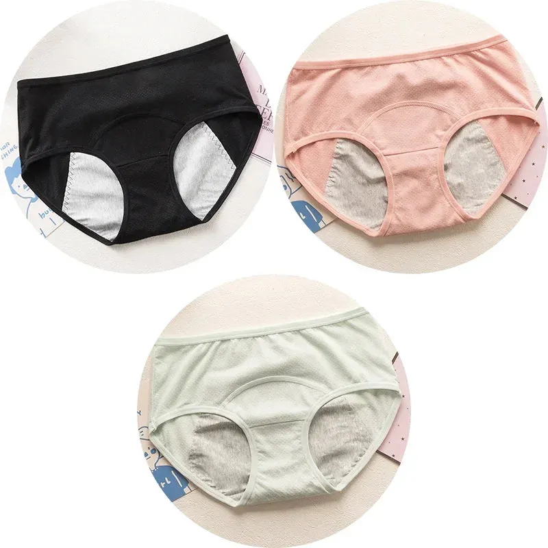 3pcs Cute Cartoon Girls Menstrual  Panties For Teenager Leakproof Physiological Period Underwear Children Panties for periods