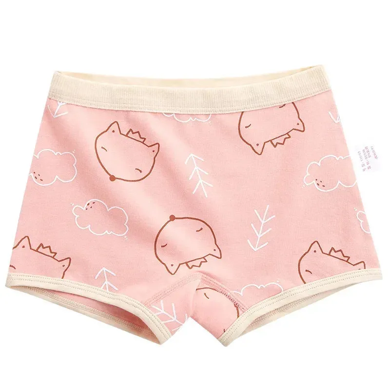 4PCS Little Girls Cotton Breathable Cartoon Briefs
