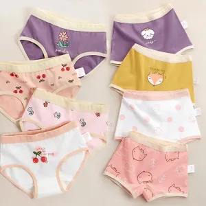 4PCS Little Girls Cotton Breathable Cartoon Briefs