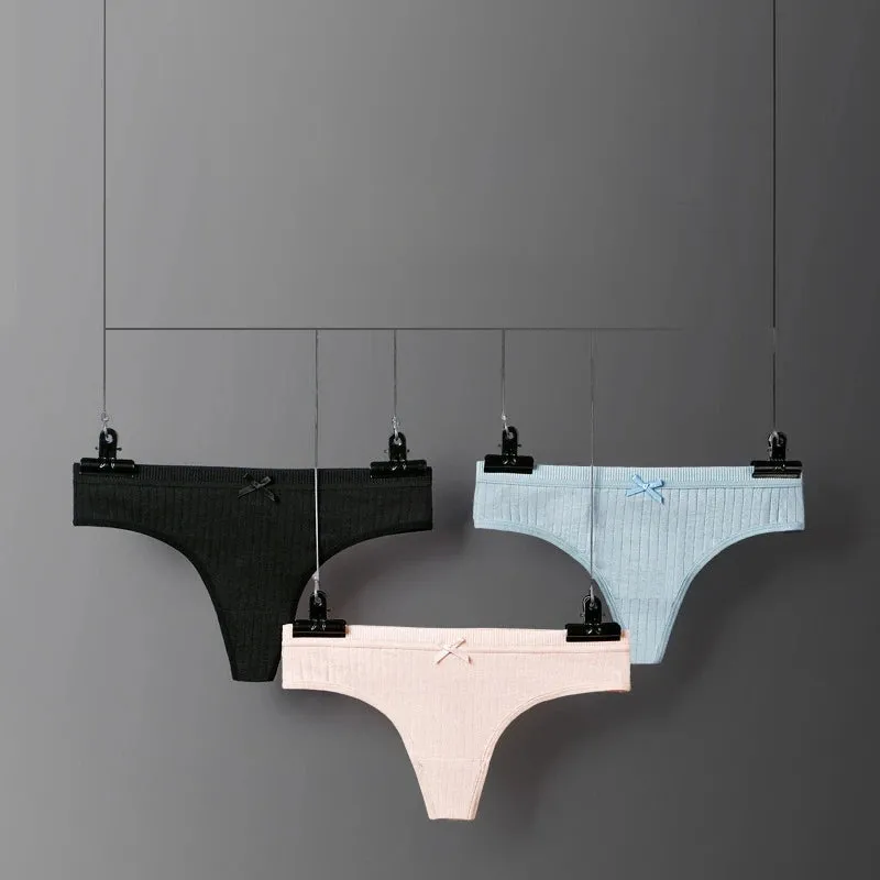 5-Pack Bow-knot Cotton Low Waist Thong Sets