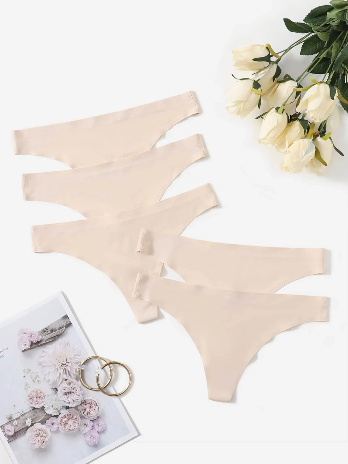 5pack No Show Thong Set