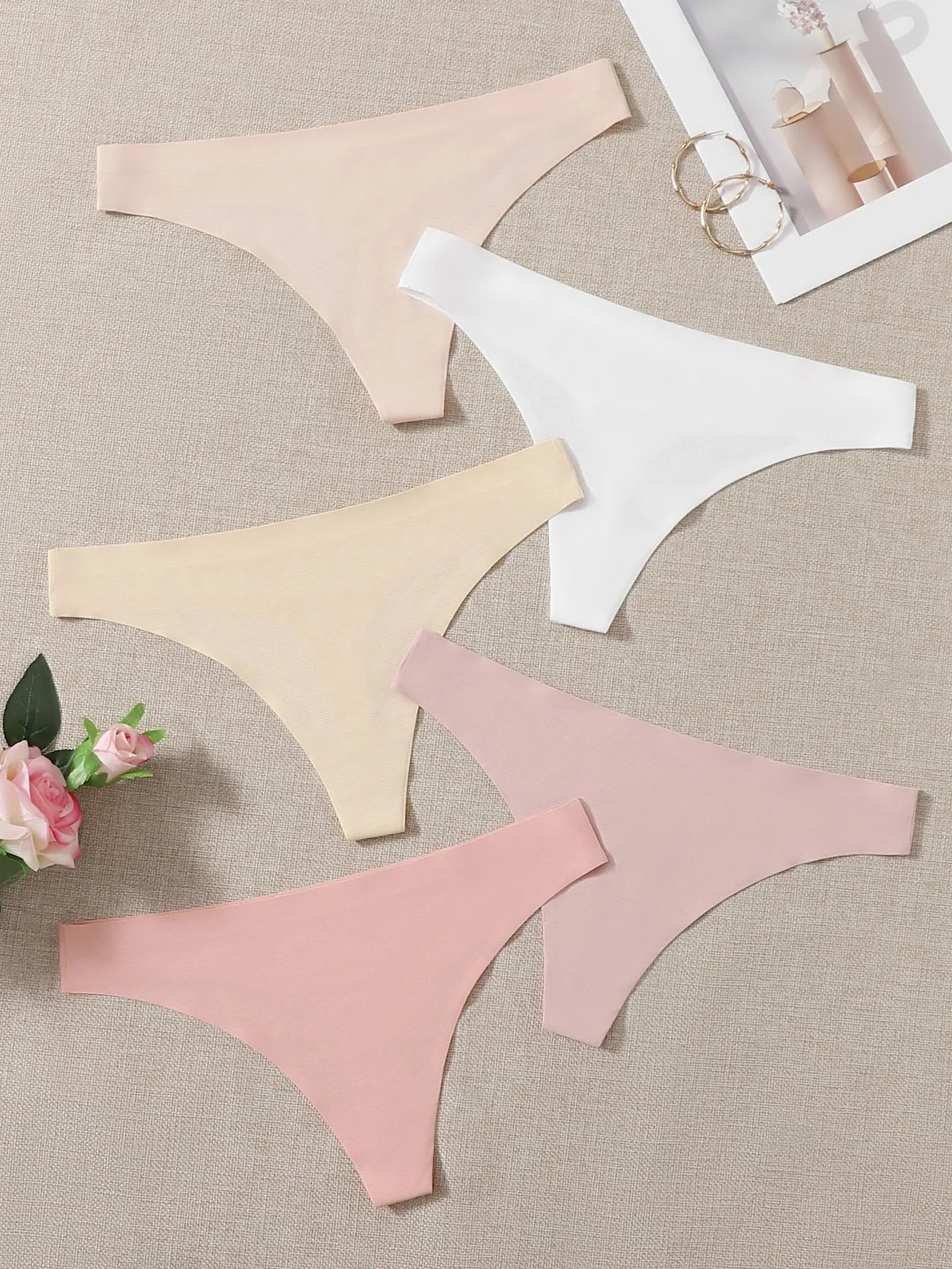 5pack No Show Thong Set