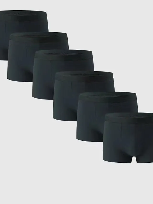 6-Piece Men's Cotton Boxer Briefs Set in Classic Black and White