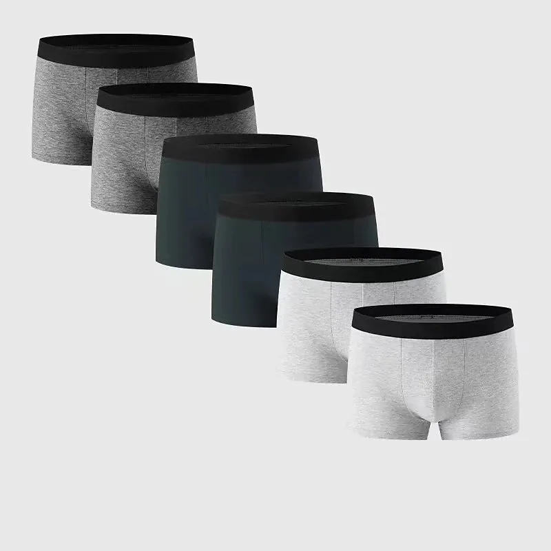 6-Piece Men's Cotton Boxer Briefs Set in Classic Black and White