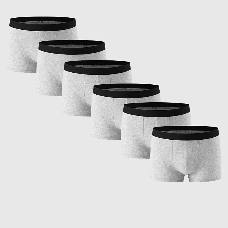 6-Piece Men's Cotton Boxer Briefs Set in Classic Black and White