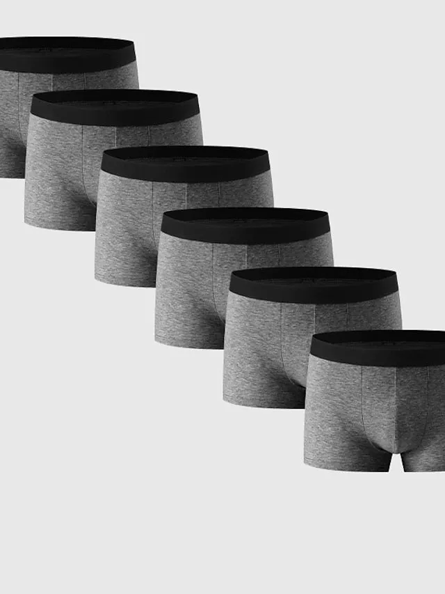6-Piece Men's Cotton Boxer Briefs Set in Classic Black and White