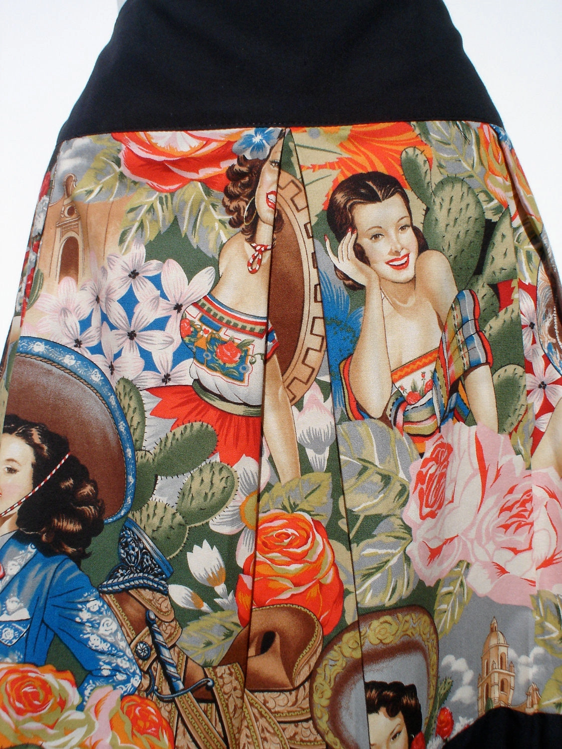 "Riding Shotgun" Mexican Senoritas Skirt #S-RS721 Twist Front Design