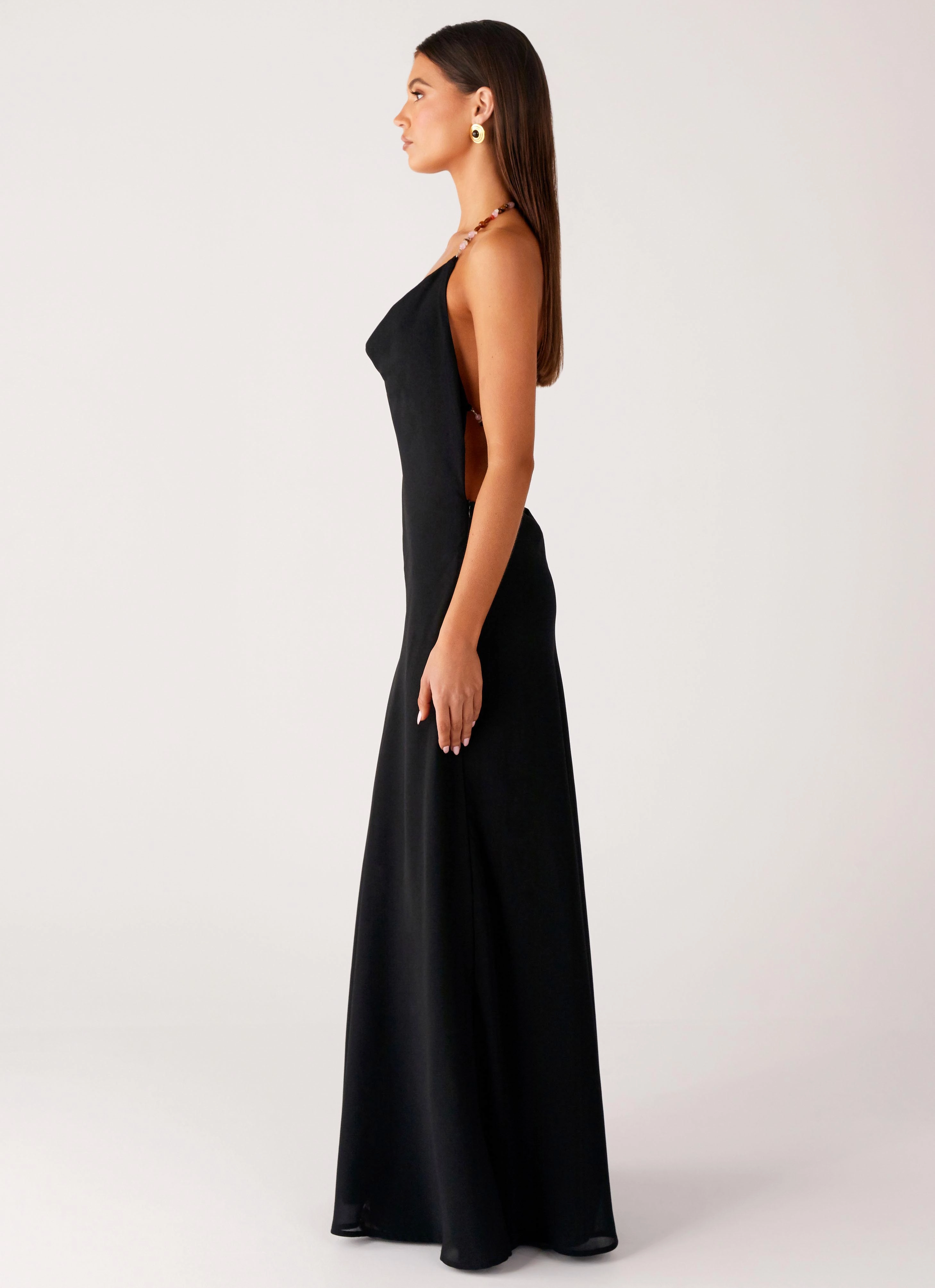 Tie-Detail Daily Comfort Morning Crush Cowl Maxi Dress - Black