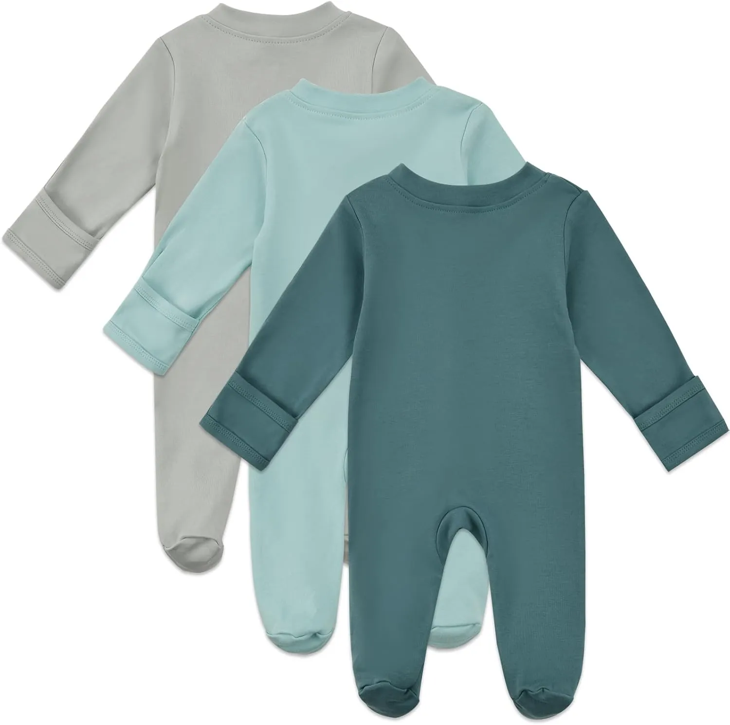 Aablexema Baby Organic Cotton Footed Pajamas Zip Up Preemie Newborn One Piece Long Sleeve Onesie Pjs