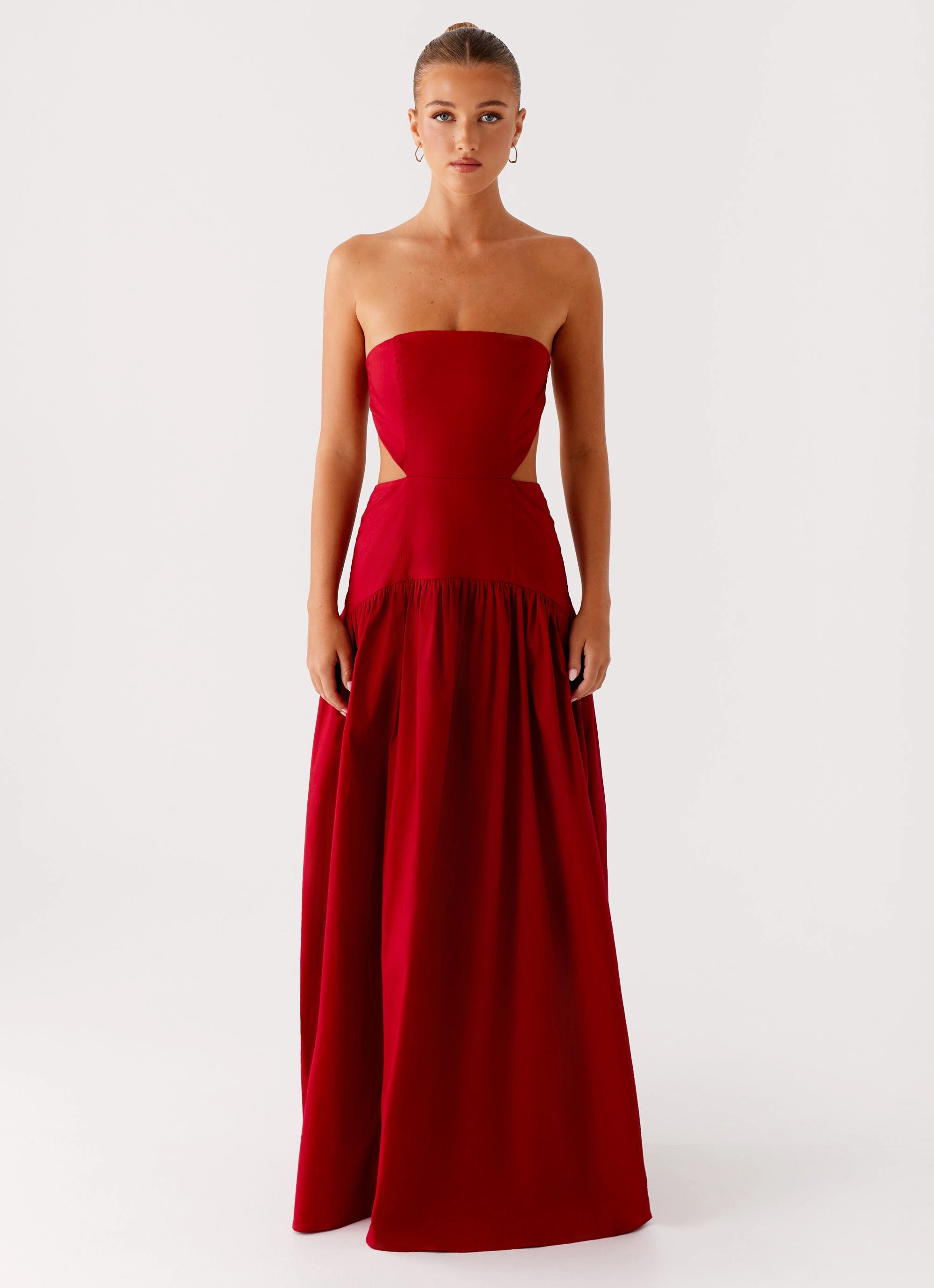 Aamari Maxi Dress - Red Pure Lines
