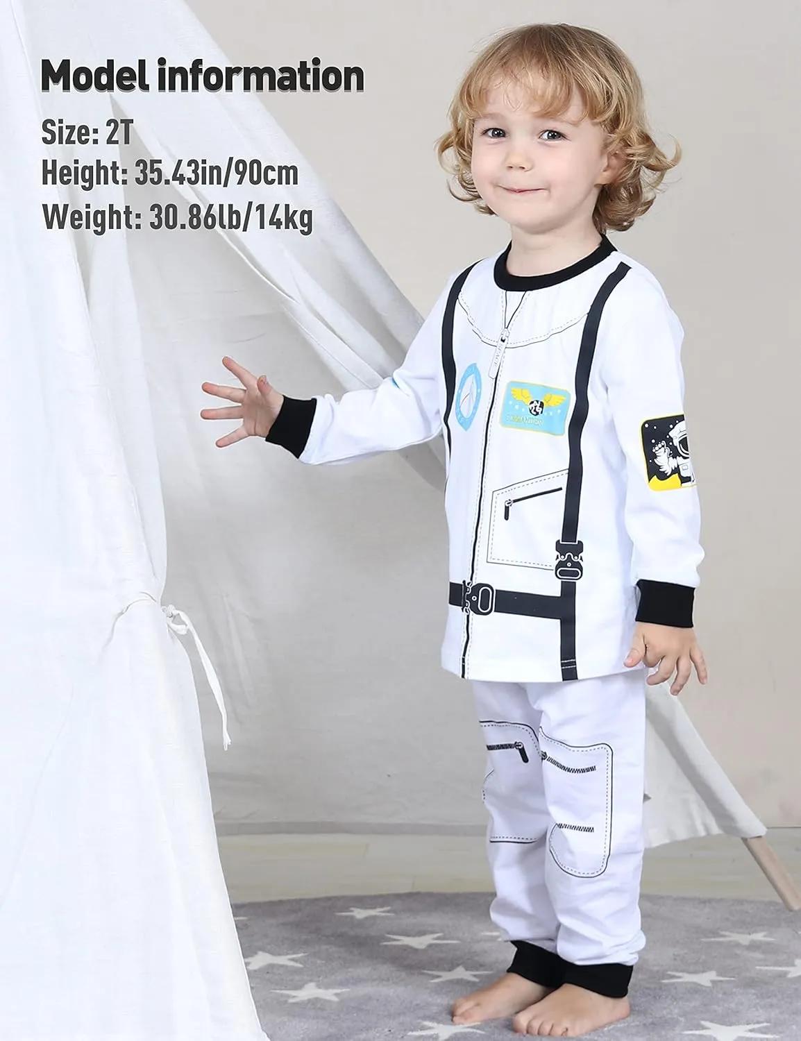A&J DESIGN Pure Cotton Printed Pjs for 2-14 Years Kids, 2-Piece Long-Sleeved Pajamas Set