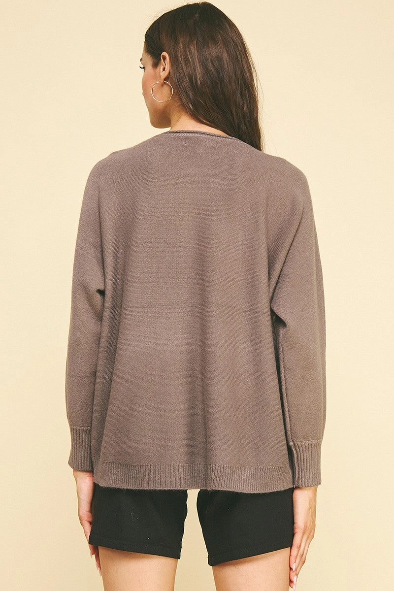 Grey Long Sleeve Sweater Midweight Four Way Stretch LowMaintenanceMaterial