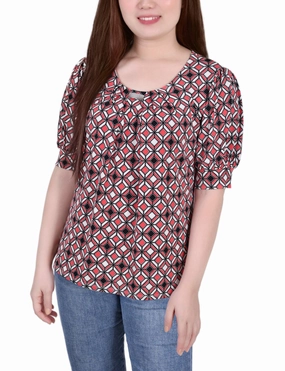 Eco Friendly Fabric Short Sleeve Balloon Sleeve Top