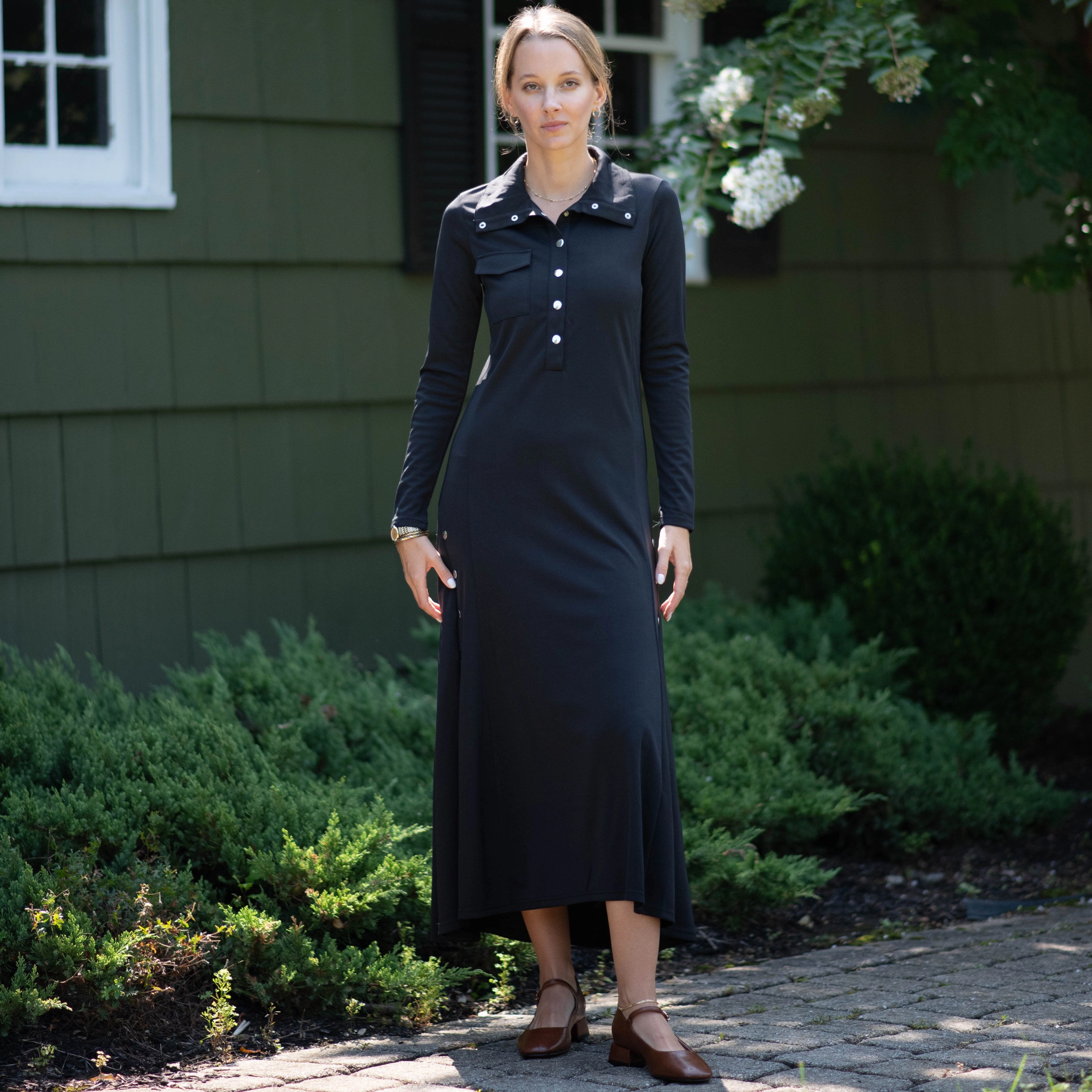 Sleeveless Accented Button Robe | Black [Final Sale]
