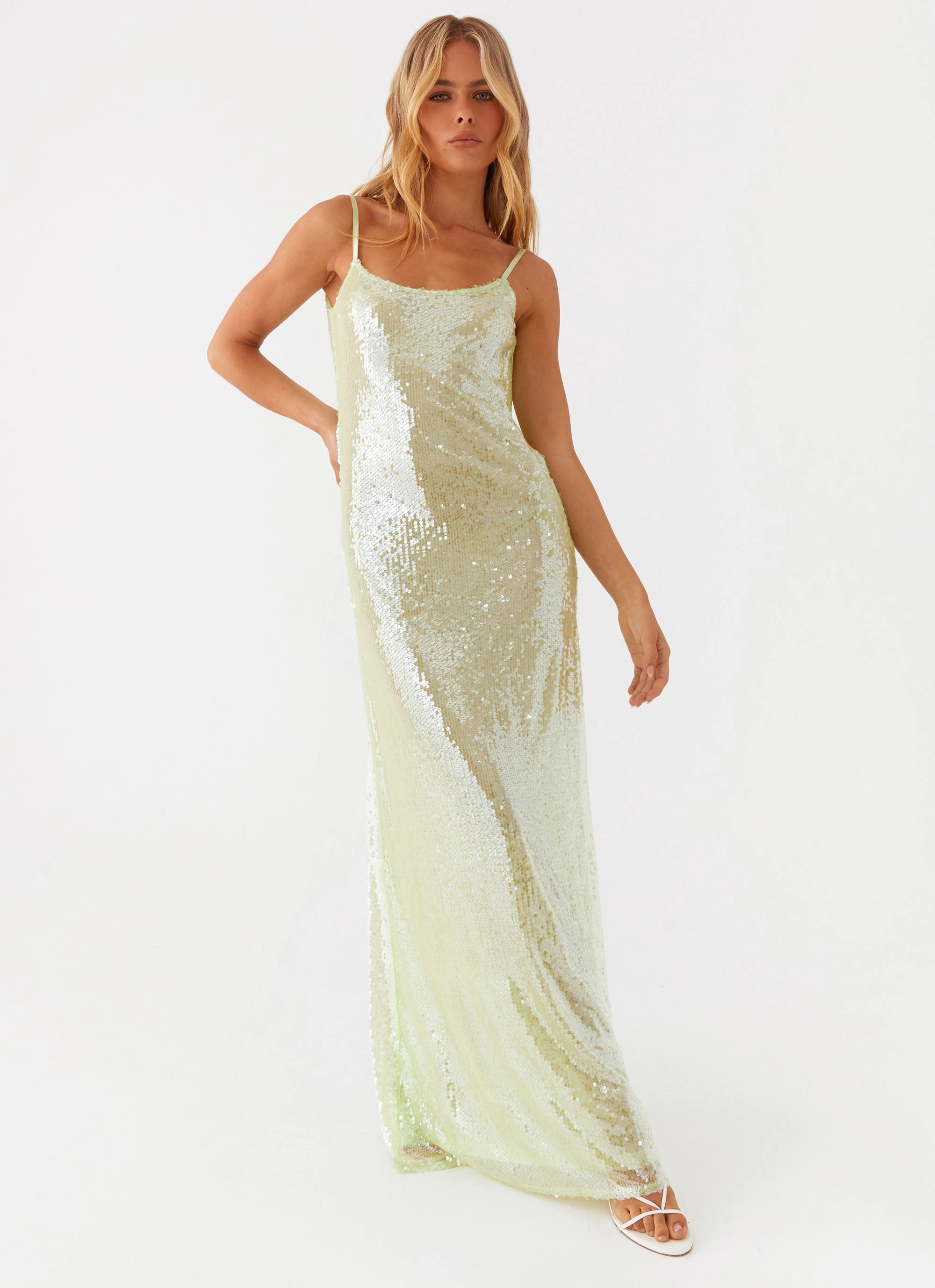 Higher Level Sequin Maxi Dress - Mint Relaxed-fit maxi dress Feminine Fit