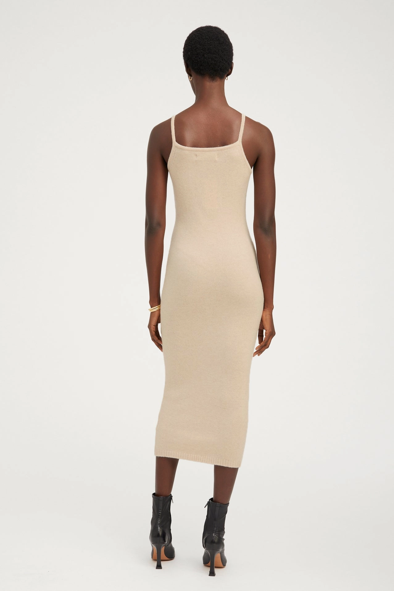 Contemporary Vibe Work Friendly Oat Cashmere Tank Dress