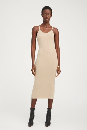 Calm Drape Oat Cashmere Tank Dress