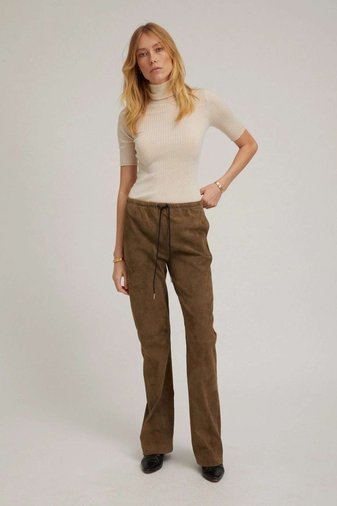Olive Suede Straight Leg Pants Hiking Gear