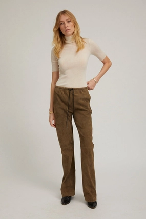 Olive Suede Straight Leg Pants Hiking Gear