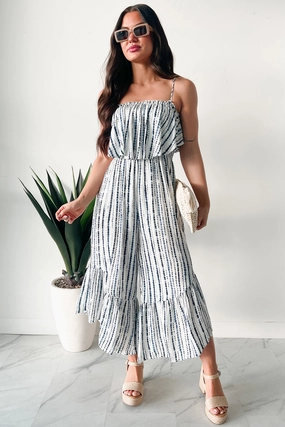 Idyllic Days Striped Wide Leg Jumpsuit (Blue/White) Built In Odor Control HighDensityFoam