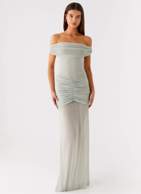Eyllin Off Shoulder Maxi Dress - Sage Smart Blend Classic sheath dress