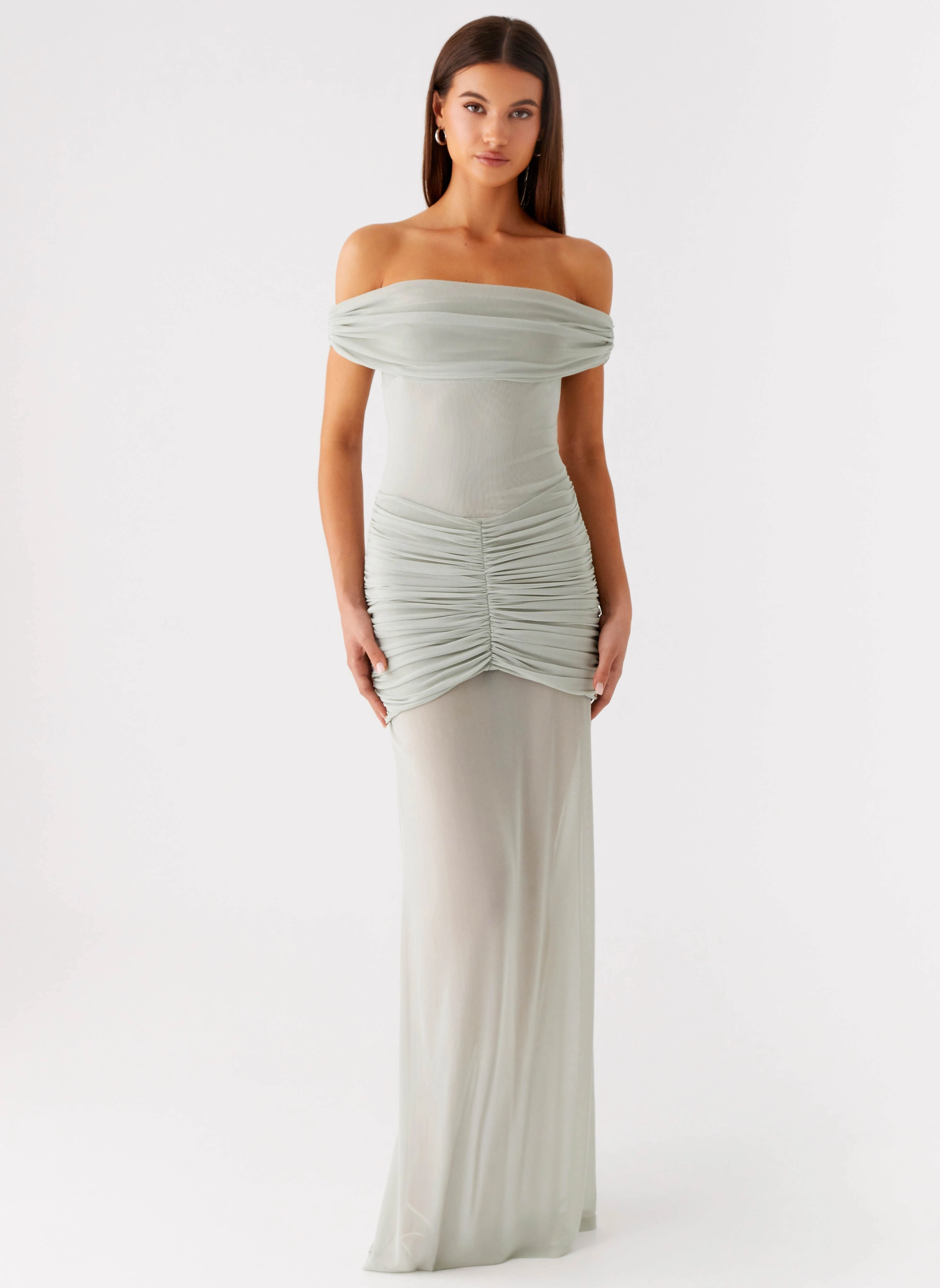 Eyllin Off Shoulder Maxi Dress - Sage Smart Blend Classic sheath dress