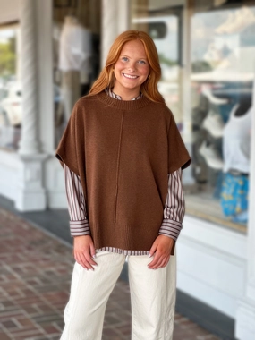 Airy Mesh Lining Easy Care Material Kerisma Gwyneth Top in Espresso