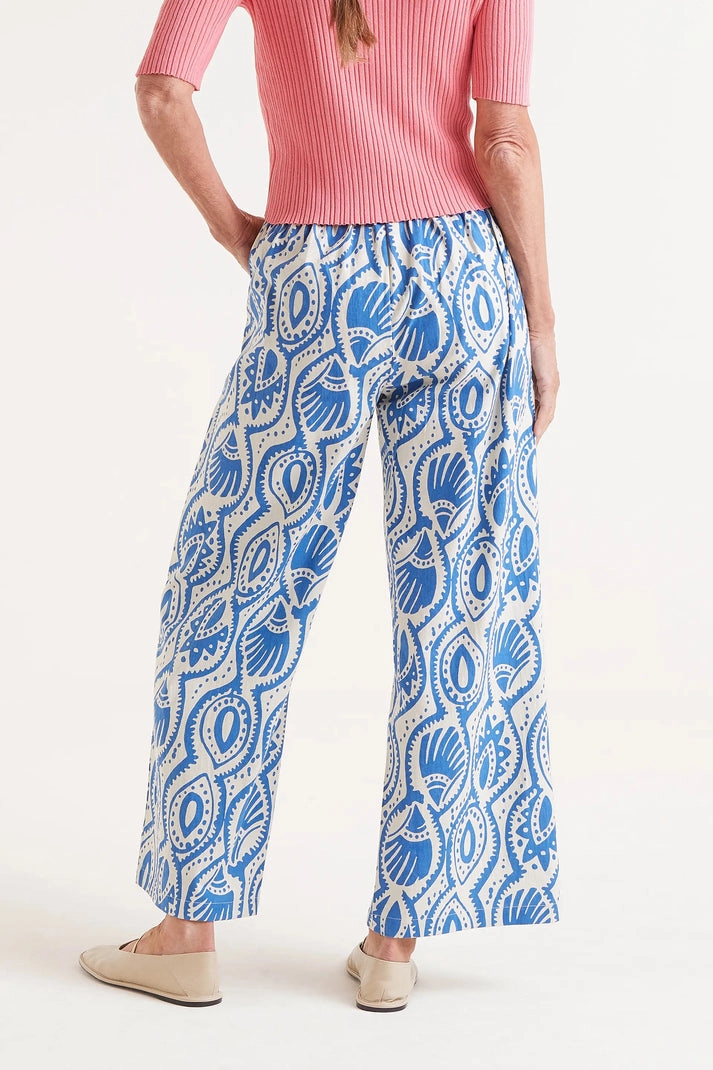Aquaria Print Pant in Blue Stretchable Comfort