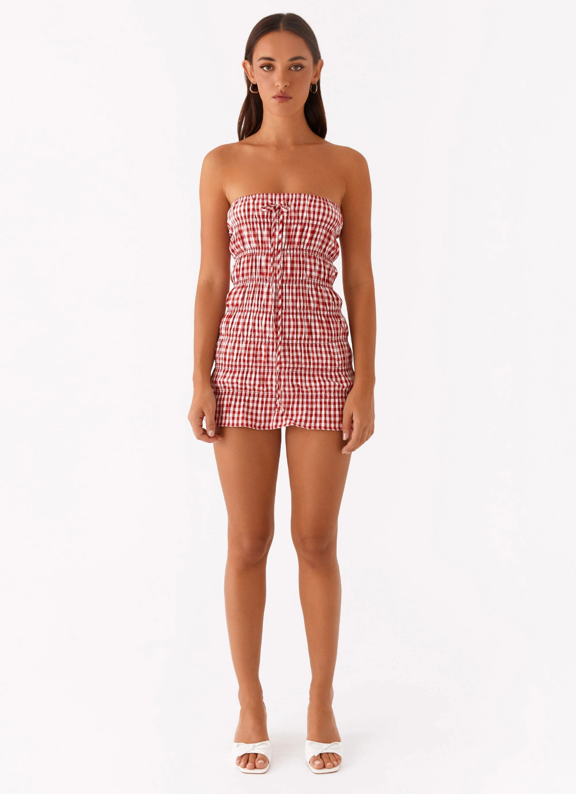 Smart and Elegant Refined Simplicity Adele Mini Dress - Red Gingham