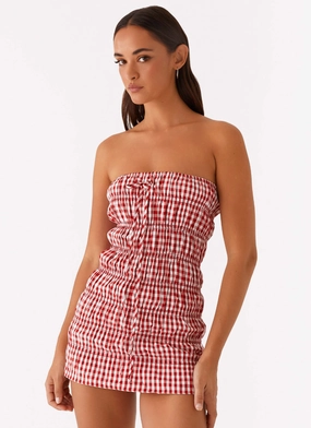 Comfortable casual dress Trendy Tailoring Adele Mini Dress - Red Gingham