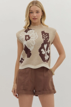 DurableBlend Adeline Floral Cap Sleeve Sweater