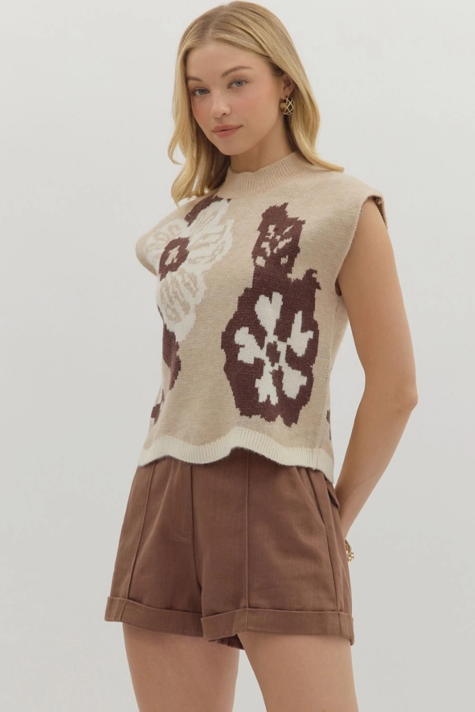 Comfortable Design Printed Blouse Adeline Floral Cap Sleeve Sweater