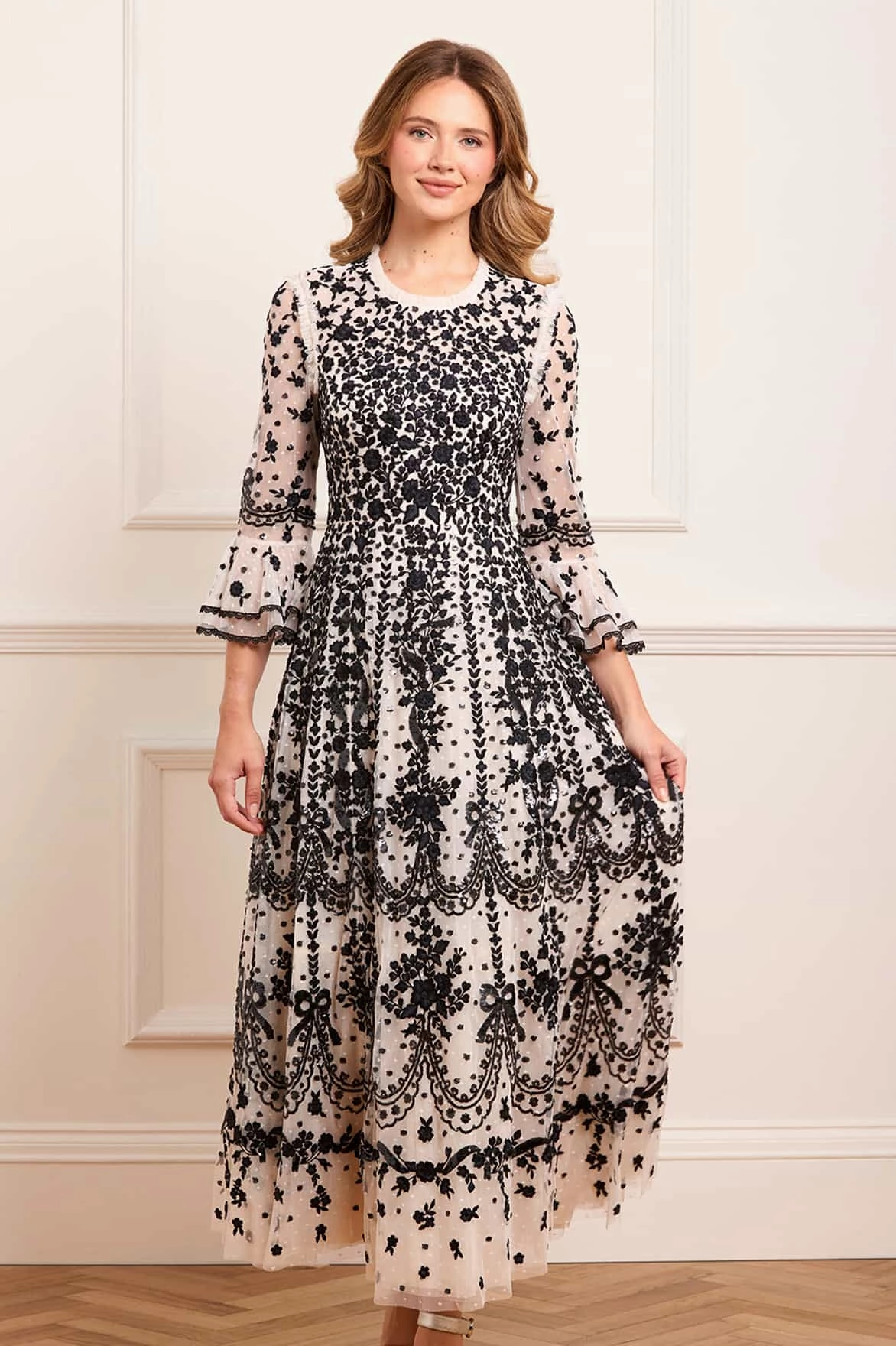 Sleek Flow Adeline Round Neck Ankle Gown