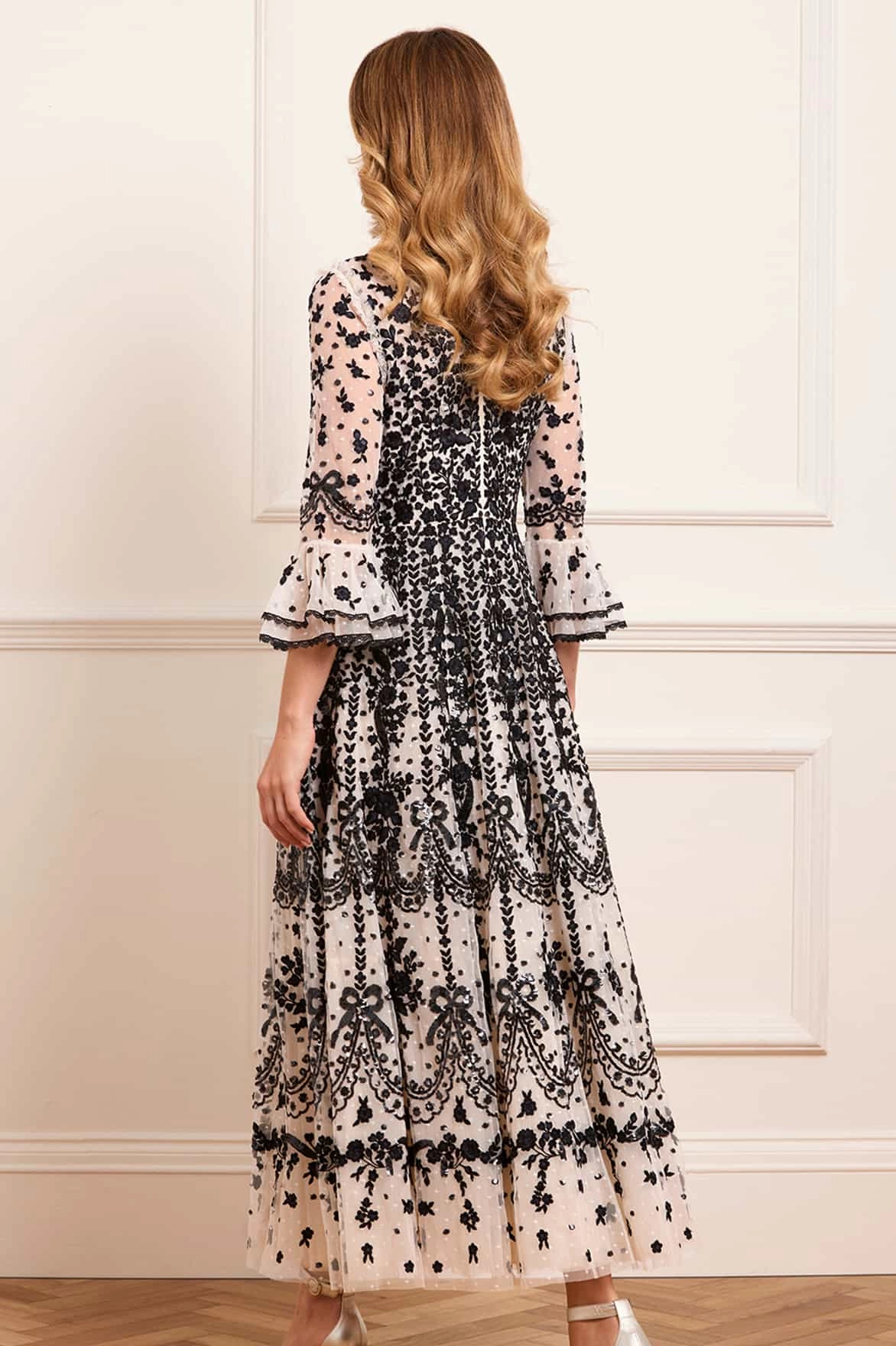 Feminine Cut Adeline Round Neck Ankle Gown