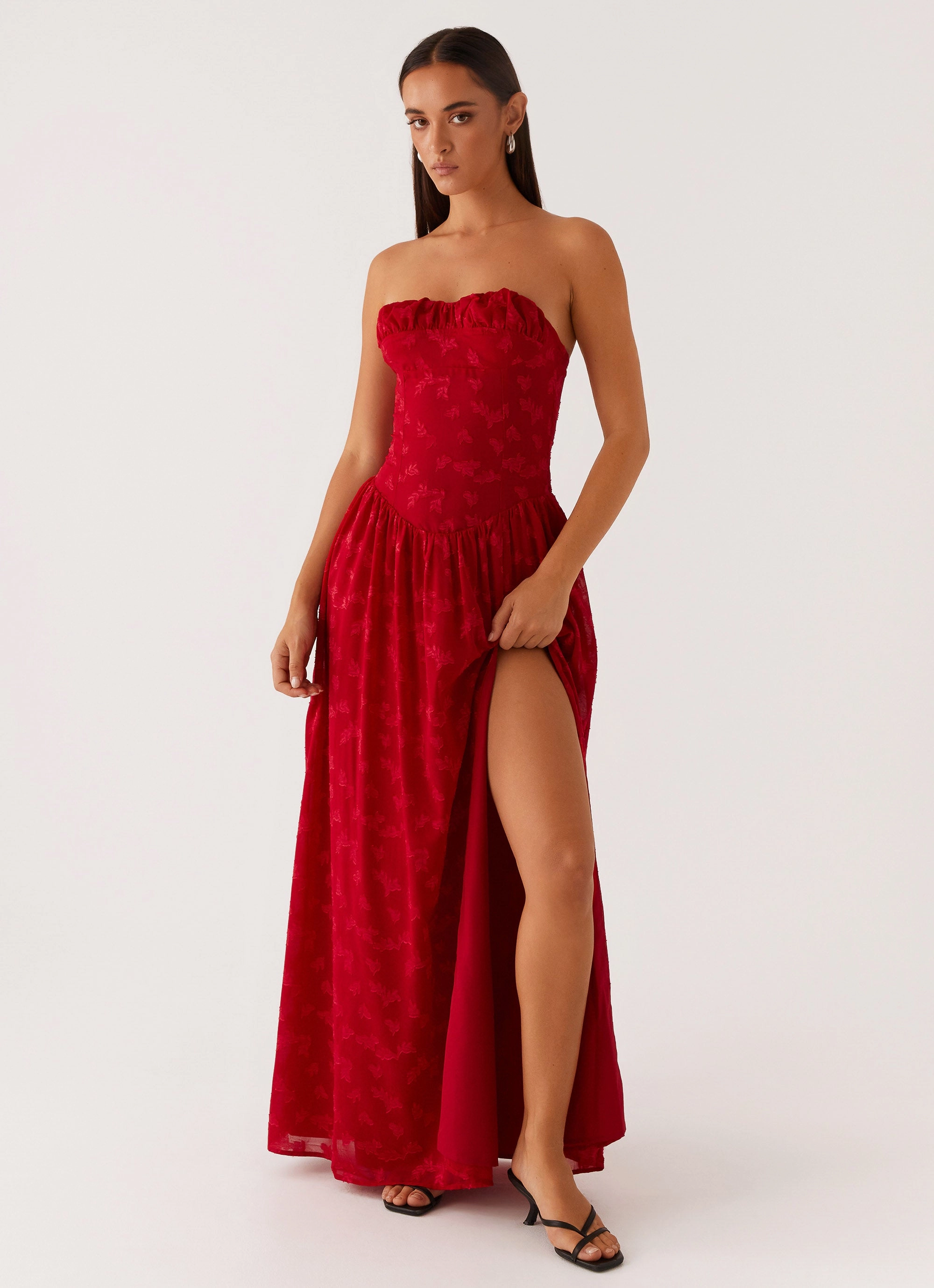 Adira Maxi Dress - Red Draped Layer