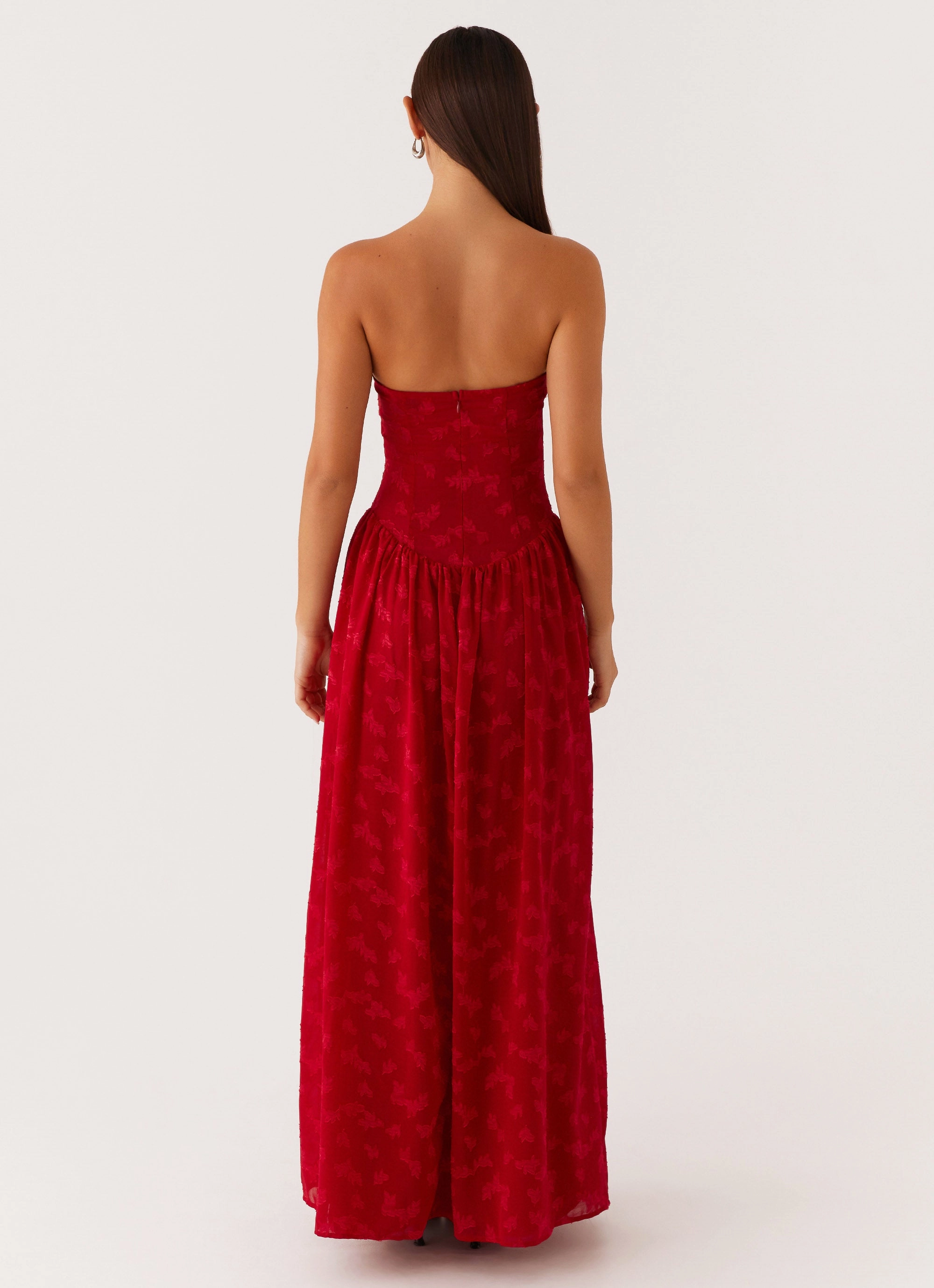 Adira Maxi Dress - Red Bare Arm