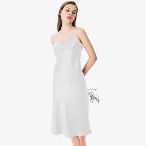 Adjustable Wide Straps Classic V Neck Silk Nightgown