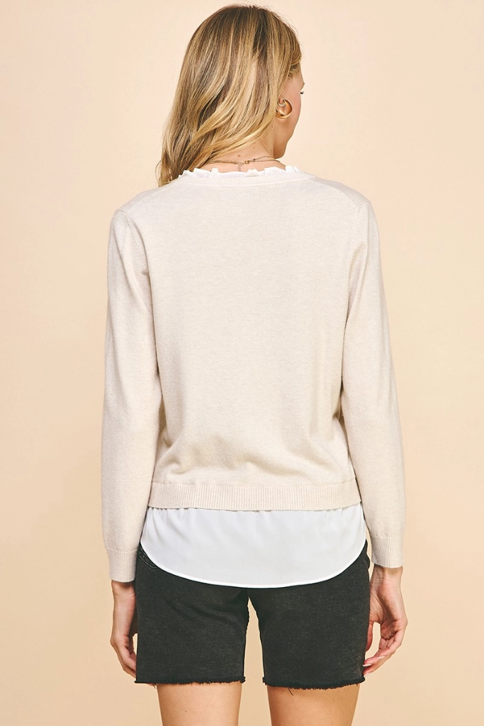 Margo Layered Sweater Tencel Blend Fabric PlacketDetail