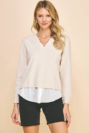 Margo Layered Sweater Wide Shoulder Cut Breathable Design