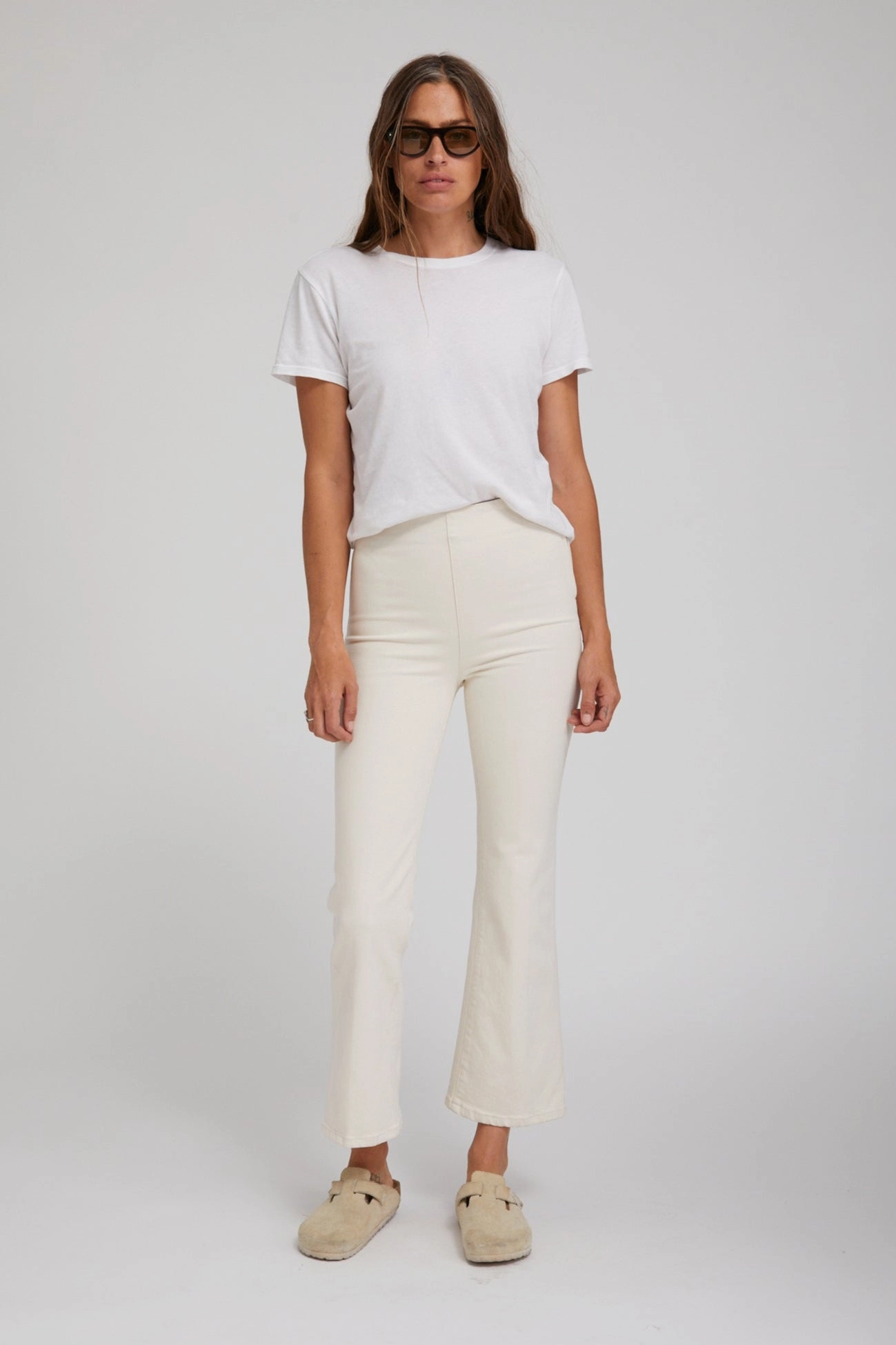 Earhart Crop Flare Denim Leggings Adjustable Shoulder Straps