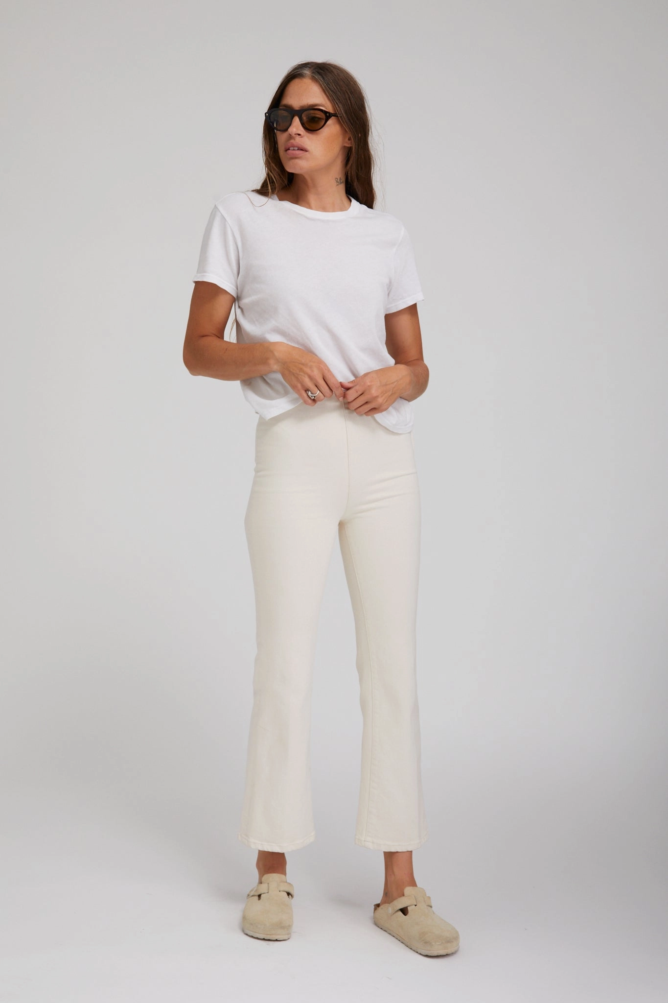 Earhart Crop Flare Denim Leggings Tear Resistant Weave