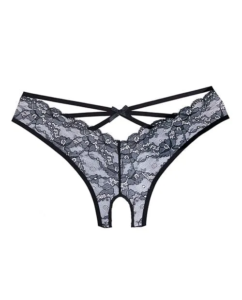 Adore Crush Lace Open Panty Black One Size Fits Most