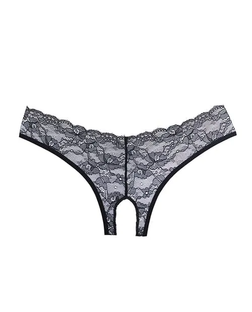 Adore Crush Lace Open Panty Black One Size Fits Most