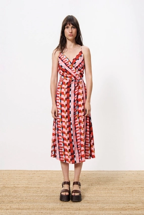 Waist Seam Spring Ready AELIG ROUGE MIDI DRESS