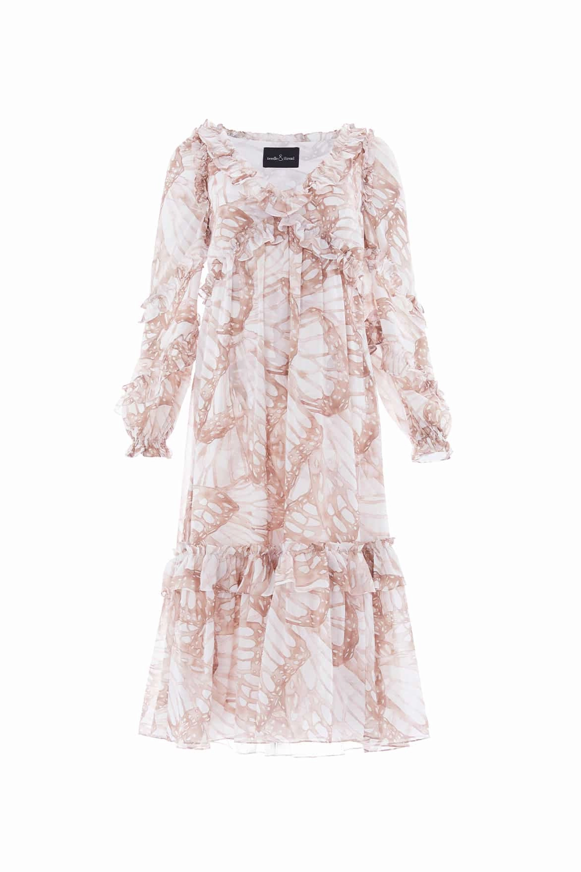 Easy and Effortless Flutter Chiffon Long Sleeve Ballerina Dress