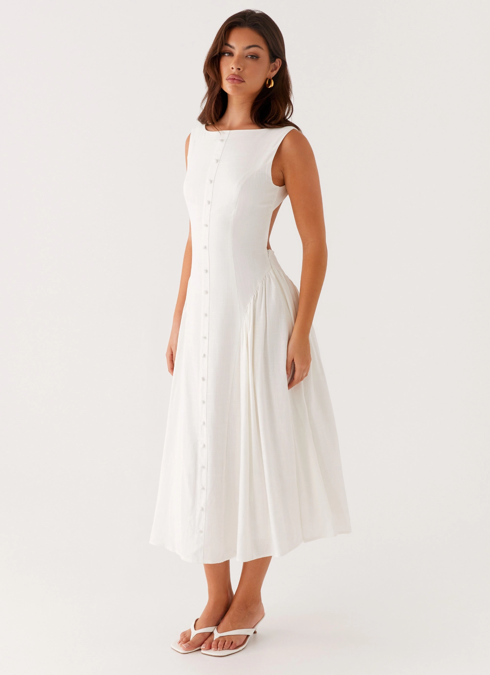 Maylah Midi Dress - White Casual event dress