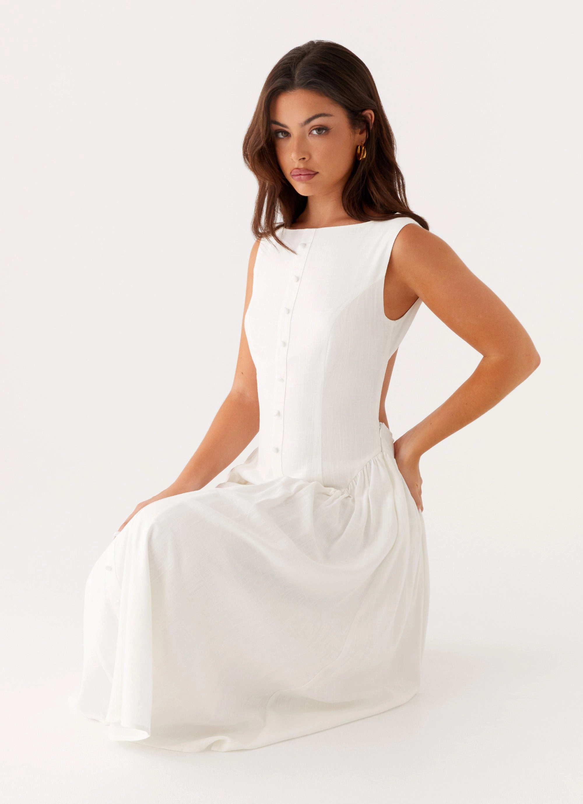 Maylah Midi Dress - White Night Style