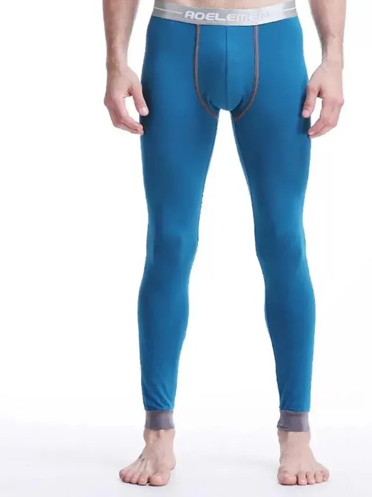 Aidase Mens Long Johns Underwear Solid Color Male Leggings Hombre Sexy Thermal Underpants Cotton Elasticity Tight Thermal Underwear