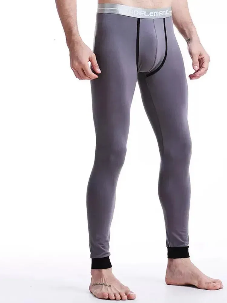 Aidase Mens Long Johns Underwear Solid Color Male Leggings Hombre Sexy Thermal Underpants Cotton Elasticity Tight Thermal Underwear